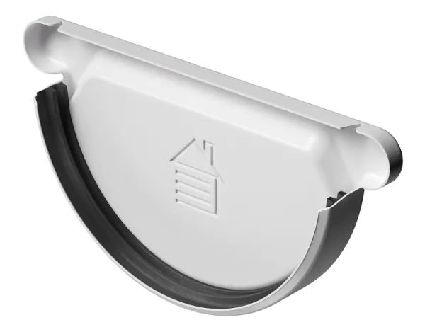 Заглушка желоба D125 Döcke STAL PREMIUM Пломбир, (RAL 9010) купить в Владикавказе