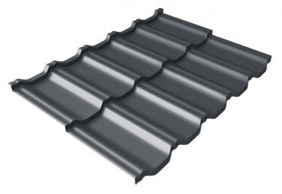 Металлочерепица модульная Квинта Uno Grand Line c 3D резом 0,5 Satin Мatt RAL 7024 мокрый асфальт купить в Владикавказе