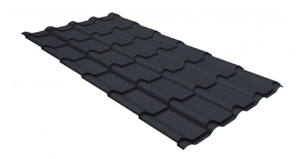 Металлочерепица камея GL 0,5 GreenCoat Pural matt RR 23 темно-серый (RAL 7024 мокрый асфальт) купить в Владикавказе