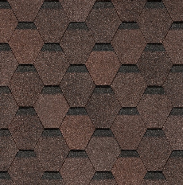 Гибкая черепица Docke, коллекция Шестигранник Коричневый купить в Владикавказе