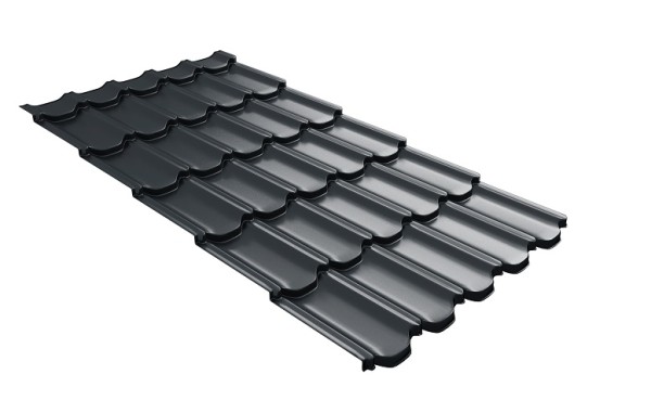Металлочерепица квинта плюс с 3D резом 0,5 Satin RAL 7016 антрацитово-серый купить в Владикавказе