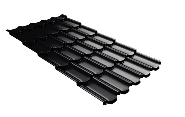 Металлочерепица квинта плюс с 3D резом 0,5 Satin Мatt RAL 9005 черный купить в Владикавказе