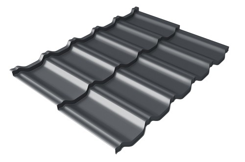 Металлочерепица модульная Квинта Uno Grand Line c 3D резом 0,5 Velur RAL 7024 мокрый асфальт купить в Владикавказе