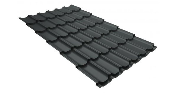 Металлочерепица квинта плюс 0,5 GreenCoat Pural RR 23 темно-серый (RAL 7024 мокрый асфальт) купить в Владикавказе